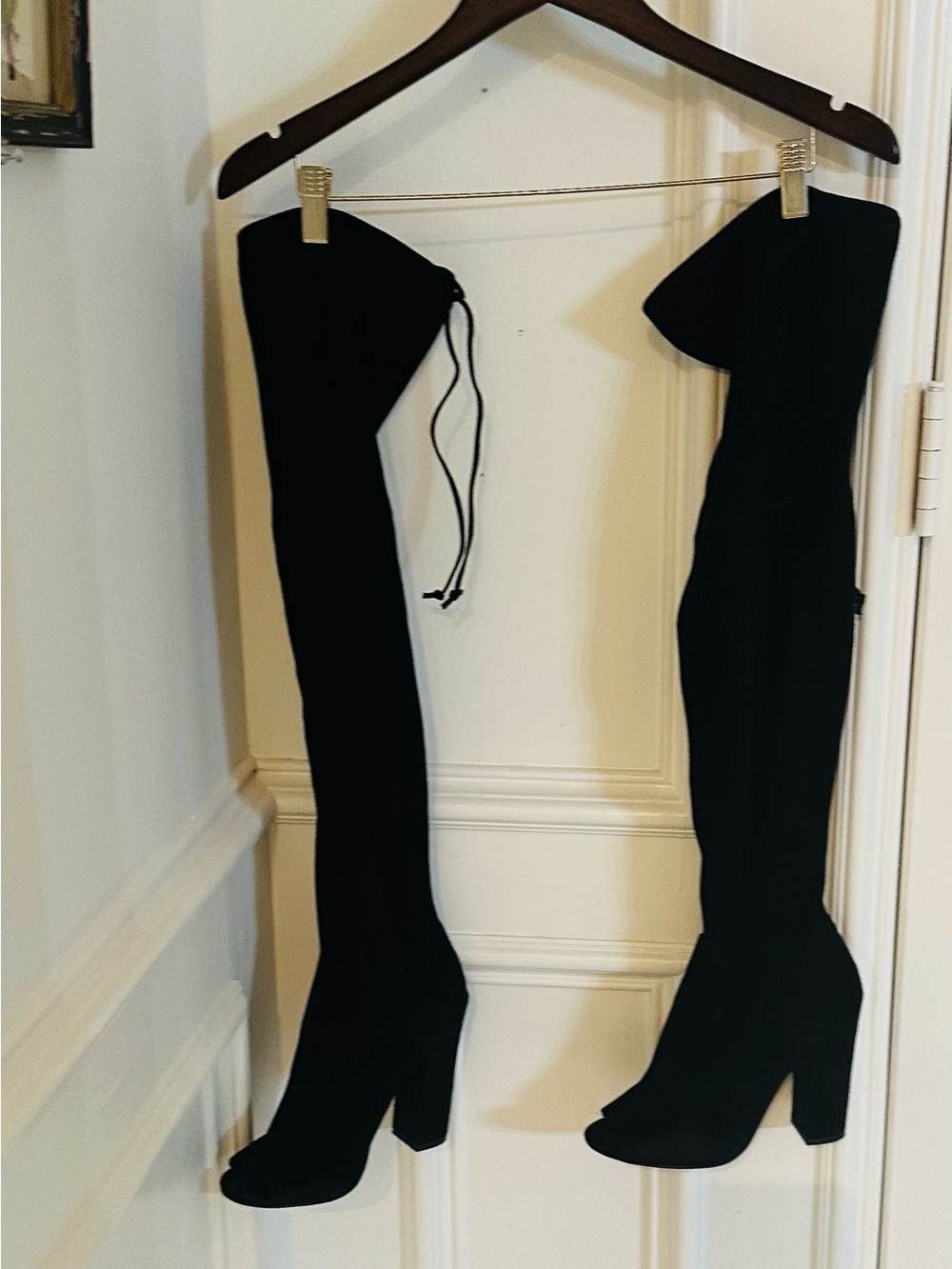 Over-the-Knee Block Heel Boots in Black